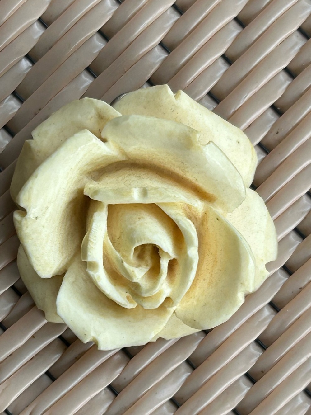 Antique carved organic rose pendant